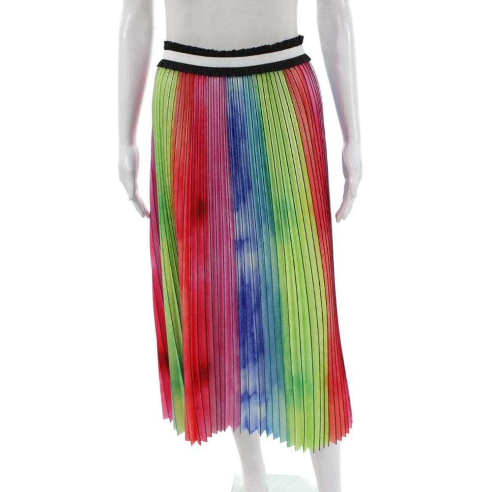 Le Superbe Womens Multicolor Striped Pleated Skirt Polyester Size S